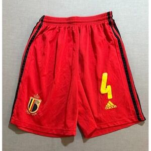 Royal Belgian‎ FA-1895 #4 Adidas Soccer Shorts Boys M Red Logo Drawstring 22x6.